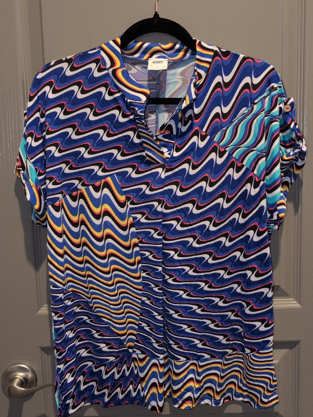 L.I.A Patterned Wave-Print Shirt - Blue Multi